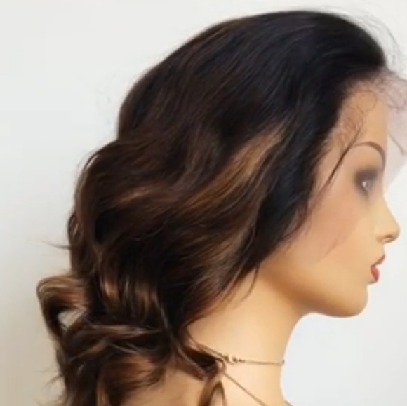Human Hair Highlights Lace Front Wig 14 inches!! main image 4